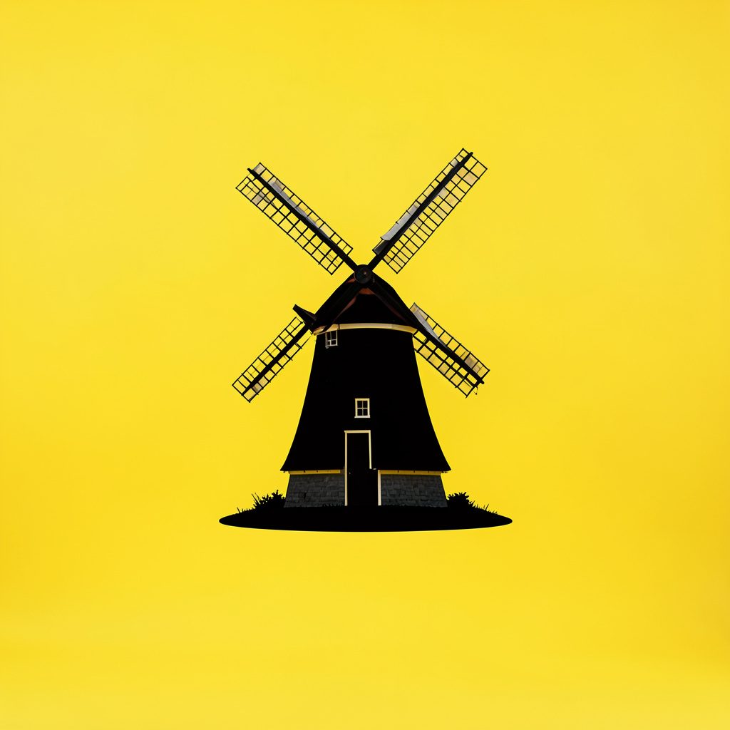 Logo du Moulin du Rossignol, silhouette élégante d'un moulin ancien sur fond crème