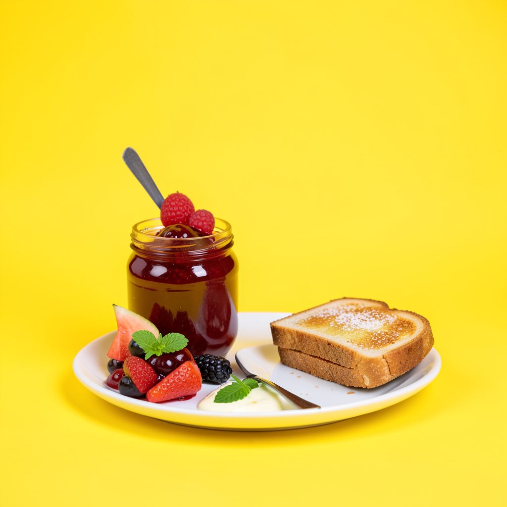 Petit-déjeuner servi sur une table en terrasse provençale, avec confitures maison, croissants dorés, café et jus d'orange, baigné de lumière douce du matin