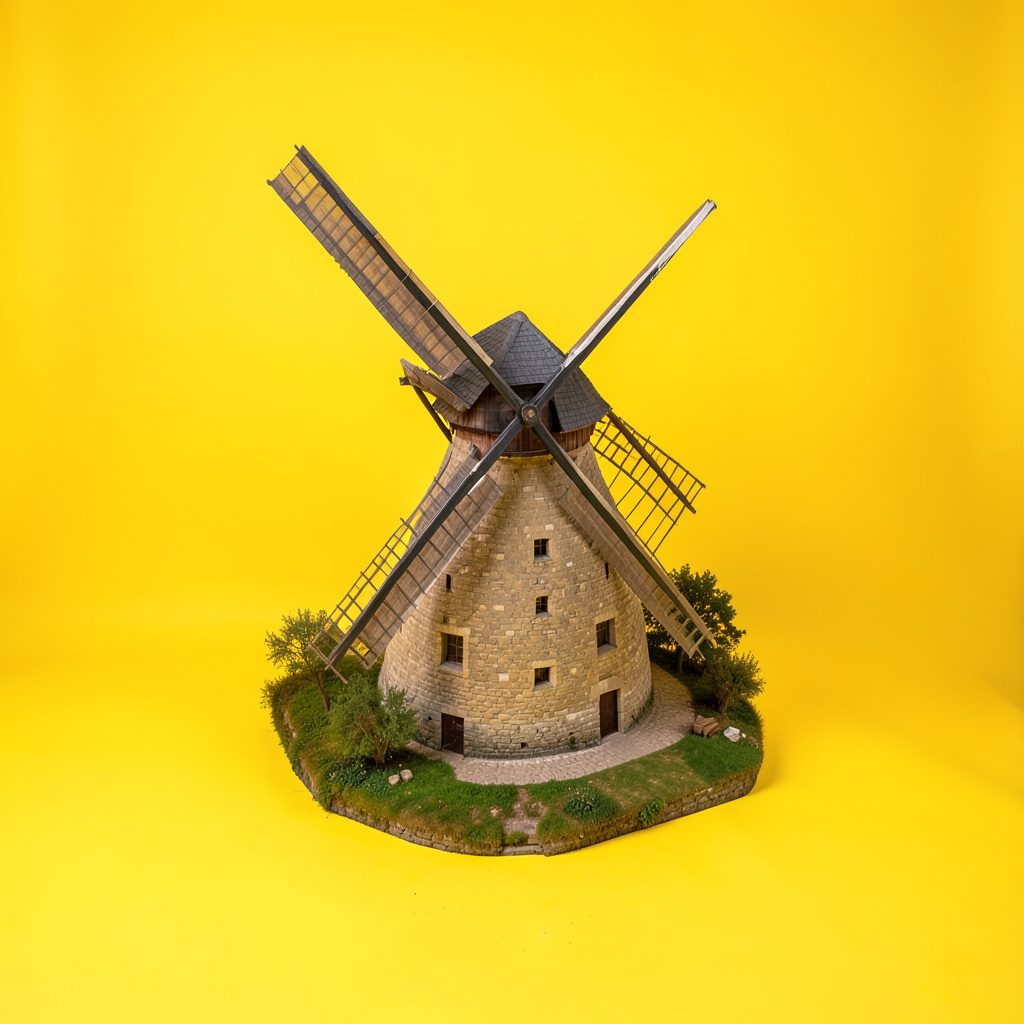 Vue générale du moulin du rossignol dans son environnement naturel